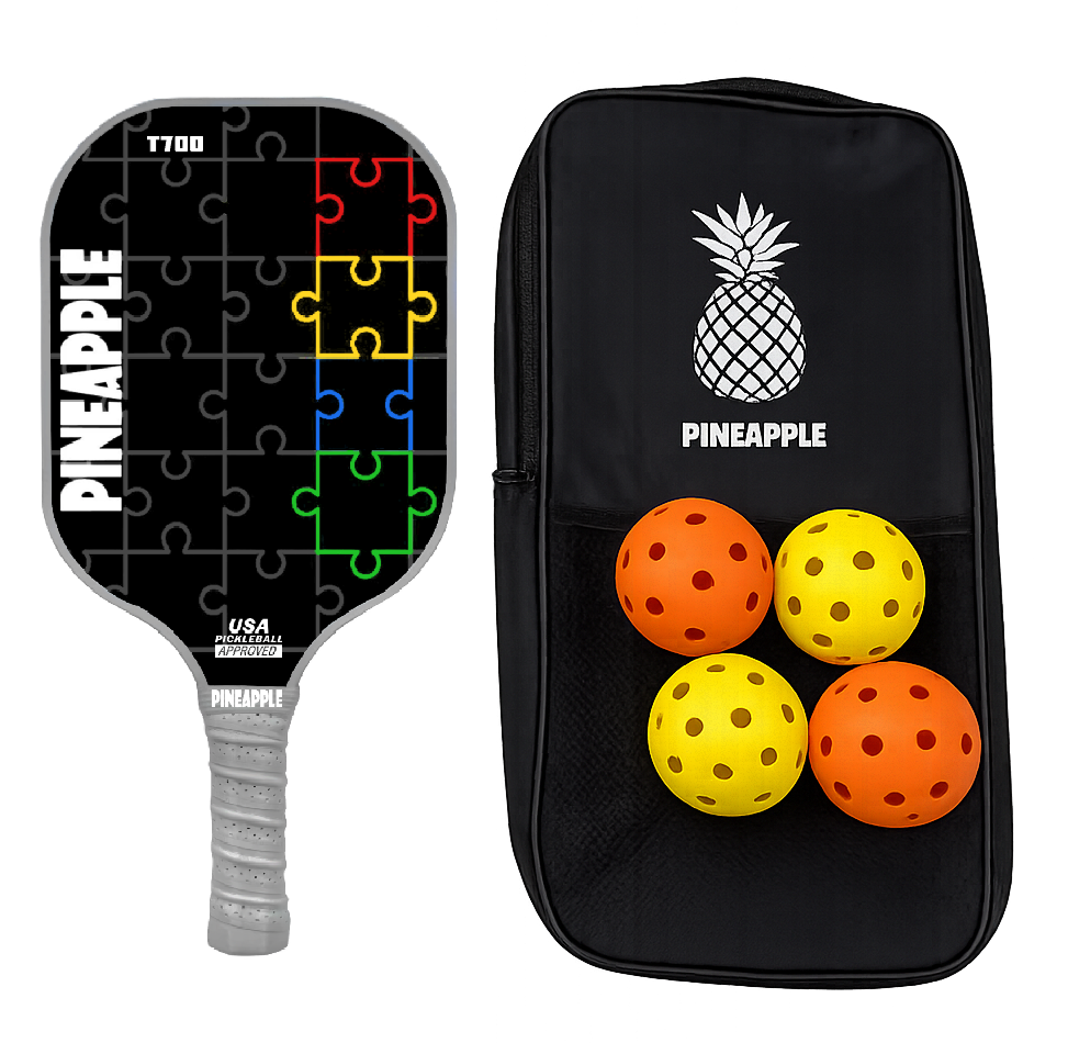 "Every Piece Fits" Pickleball Paddle-T700 Carbon Fiber-Thermoform-Honeycomb Core Bundle W/Bag and Balls