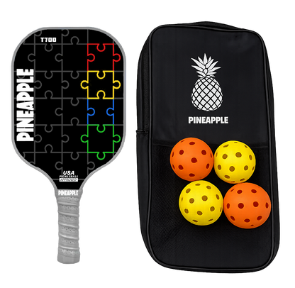 "Every Piece Fits" Pickleball Paddle-T700 Carbon Fiber-Thermoform-Honeycomb Core Bundle W/Bag and Balls