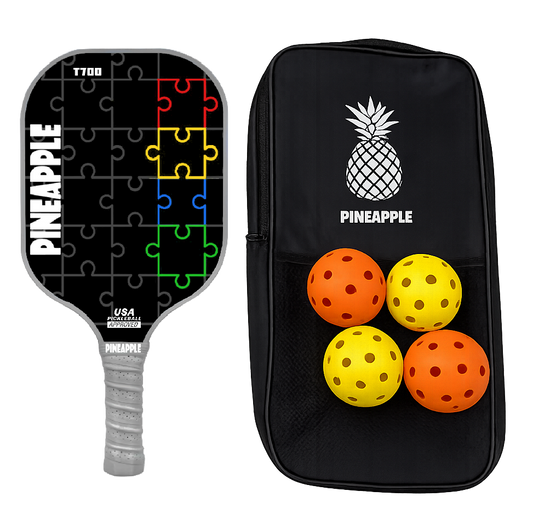 "Every Piece Fits" Pickleball Paddle-T700 Carbon Fiber-Thermoform-Honeycomb Core Bundle W/Bag and Balls