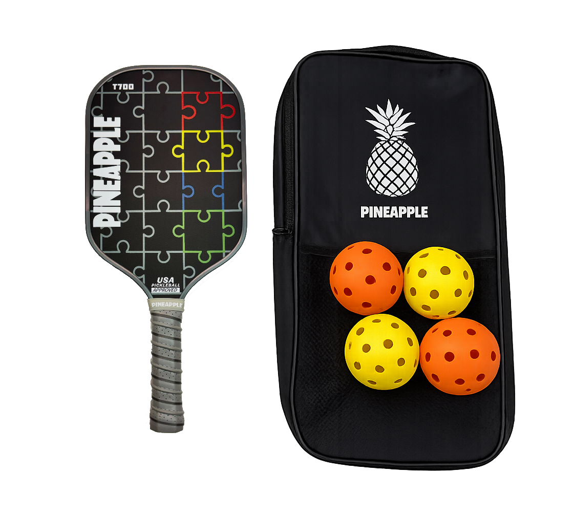 "Every Piece Fits" Pickleball Paddle-T700 Carbon Fiber-Thermoform-Honeycomb Core Bundle W/Bag and Balls