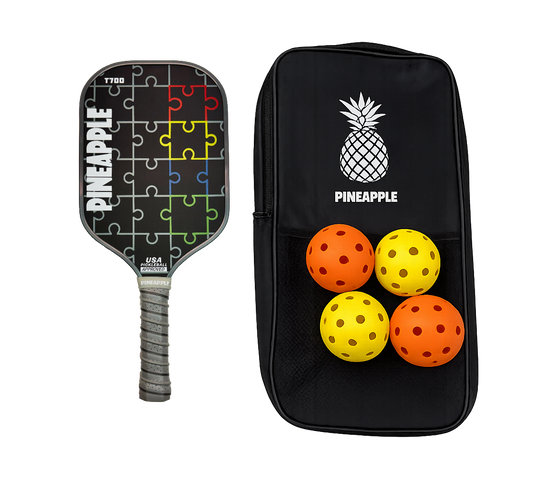 "Every Piece Fits" Pickleball Paddle-T700 Carbon Fiber-Thermoform-Honeycomb Core Bundle W/Bag and Balls