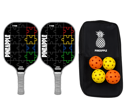 "Every Piece Fits" Pickleball Paddle-T700 Carbon Fiber-Thermoform-Honeycomb Core TWO Paddle Bundle W/Bag and Balls